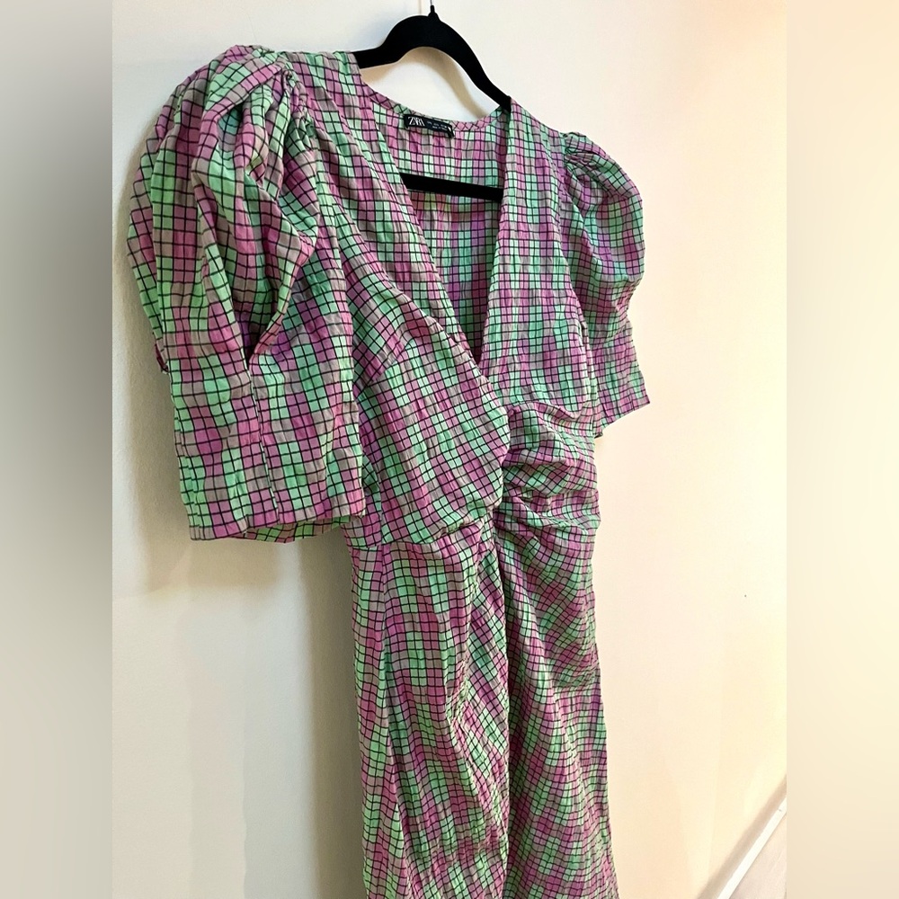 ZARA seersucker midi dress size Large - Picture 5 of 10